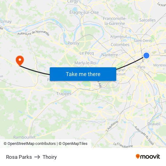 Rosa Parks to Thoiry map