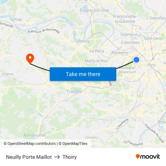Neuilly Porte Maillot to Thoiry map
