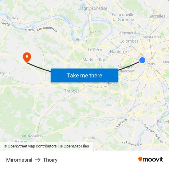 Miromesnil to Thoiry map