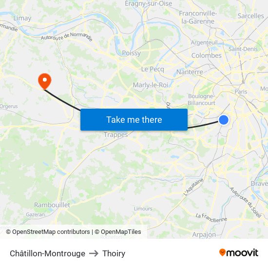 Châtillon-Montrouge to Thoiry map