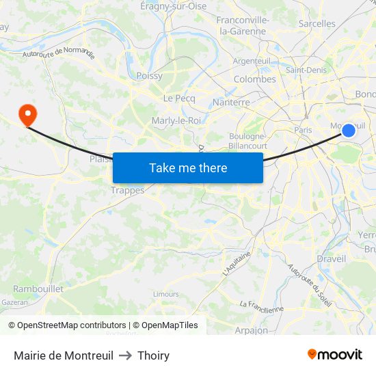 Mairie de Montreuil to Thoiry map
