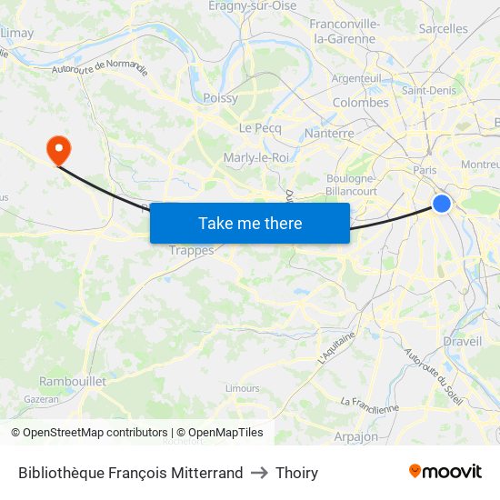 Bibliothèque François Mitterrand to Thoiry map