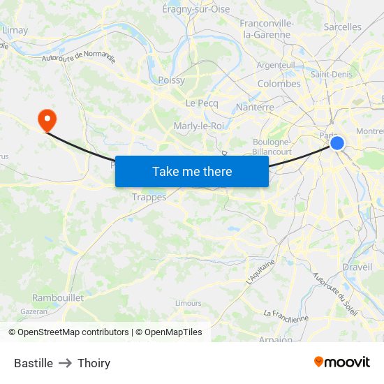 Bastille to Thoiry map