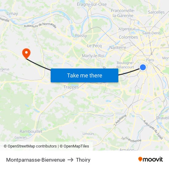 Montparnasse-Bienvenue to Thoiry map