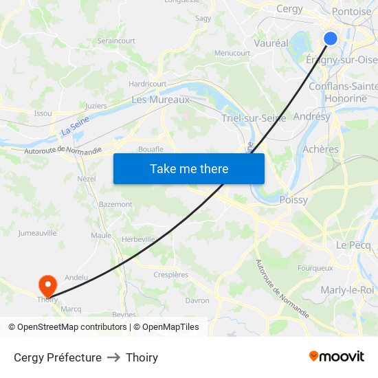 Cergy Préfecture to Thoiry map