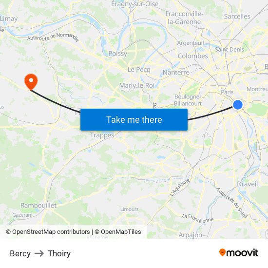 Bercy to Thoiry map