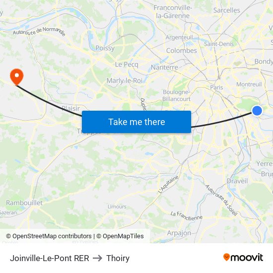 Joinville-Le-Pont RER to Thoiry map