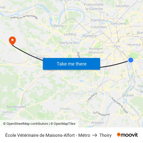 École Vétérinaire de Maisons-Alfort - Métro to Thoiry map