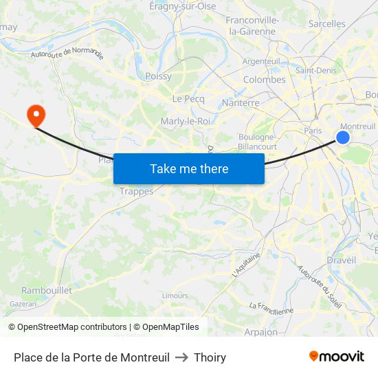 Place de la Porte de Montreuil to Thoiry map