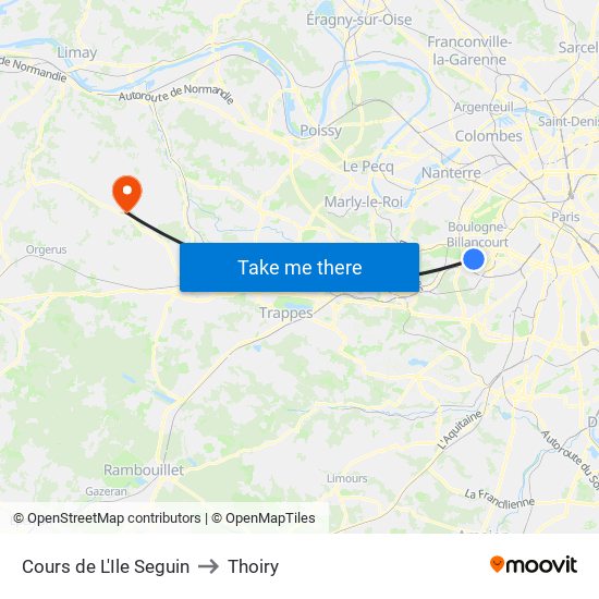 Cours de L'Ile Seguin to Thoiry map