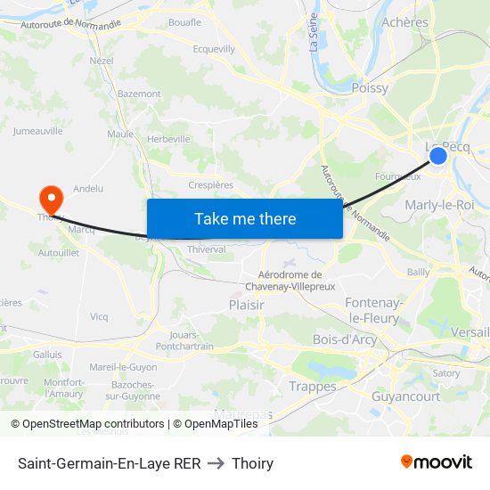 Saint-Germain-En-Laye RER to Thoiry map