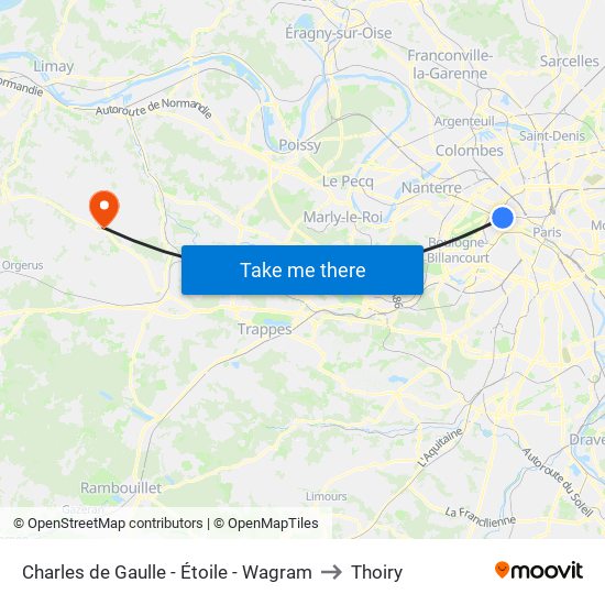 Charles de Gaulle - Étoile - Wagram to Thoiry map