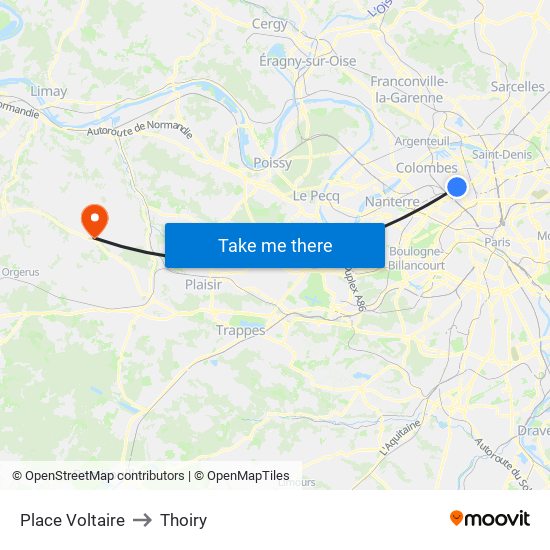 Place Voltaire to Thoiry map