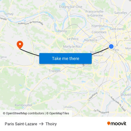 Paris Saint-Lazare to Thoiry map