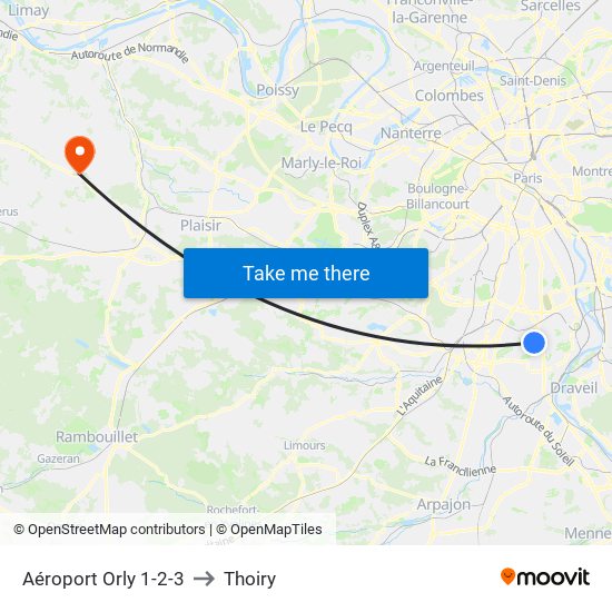 Aéroport Orly 1-2-3 to Thoiry map
