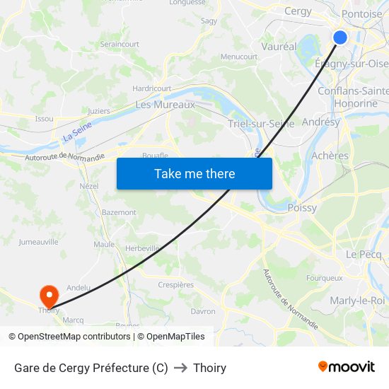 Gare de Cergy Préfecture (C) to Thoiry map