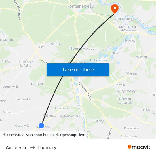 Aufferville to Thomery map