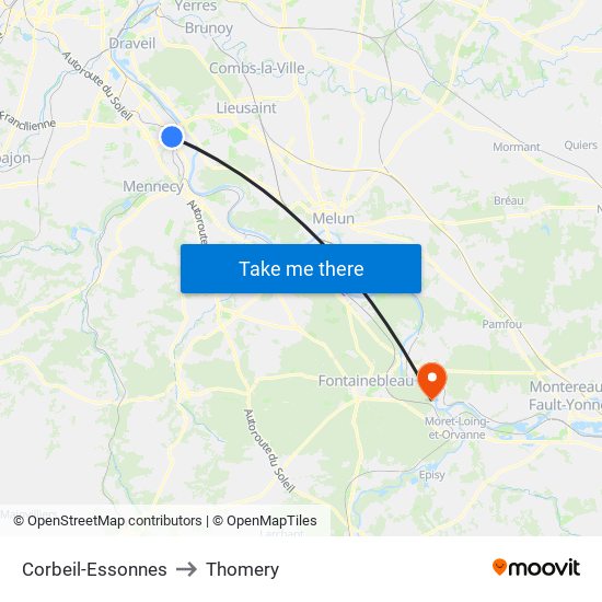 Corbeil-Essonnes to Thomery map