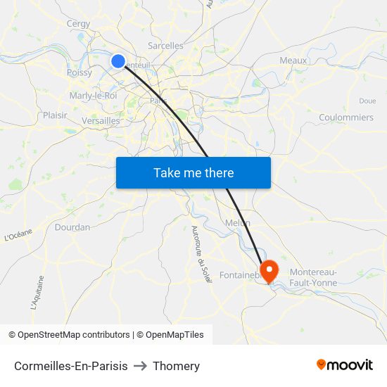 Cormeilles-En-Parisis to Thomery map