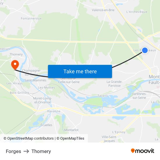 Forges to Thomery map