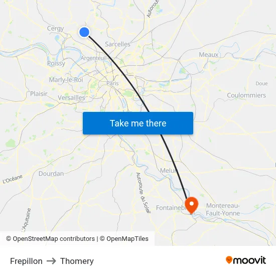 Frepillon to Thomery map