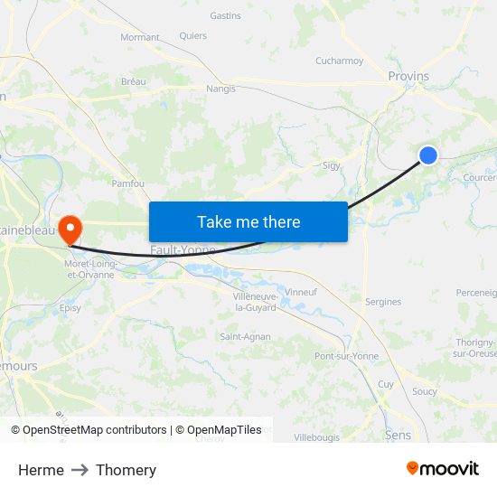 Herme to Thomery map