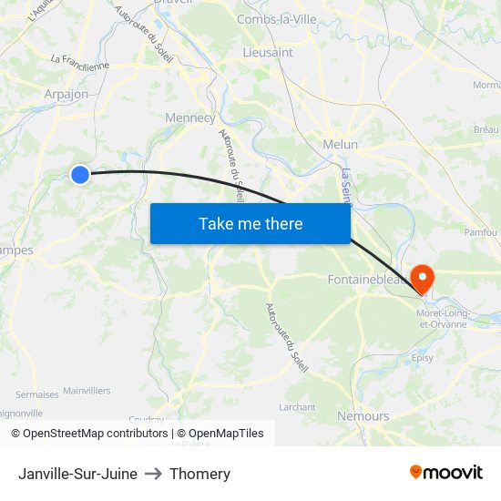 Janville-Sur-Juine to Thomery map