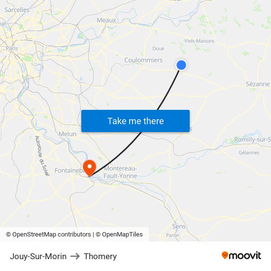 Jouy-Sur-Morin to Thomery map