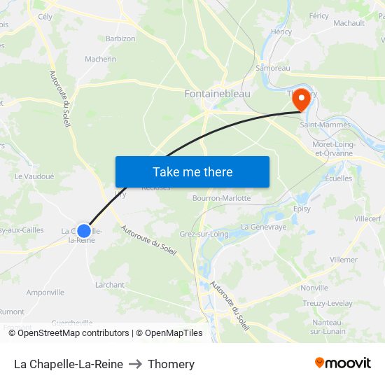 La Chapelle-La-Reine to Thomery map