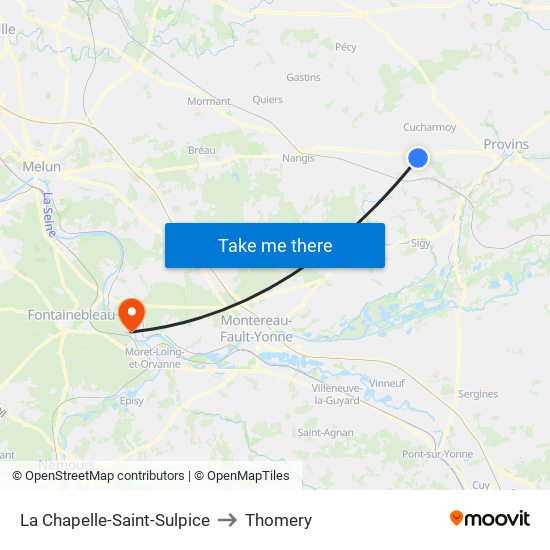 La Chapelle-Saint-Sulpice to Thomery map