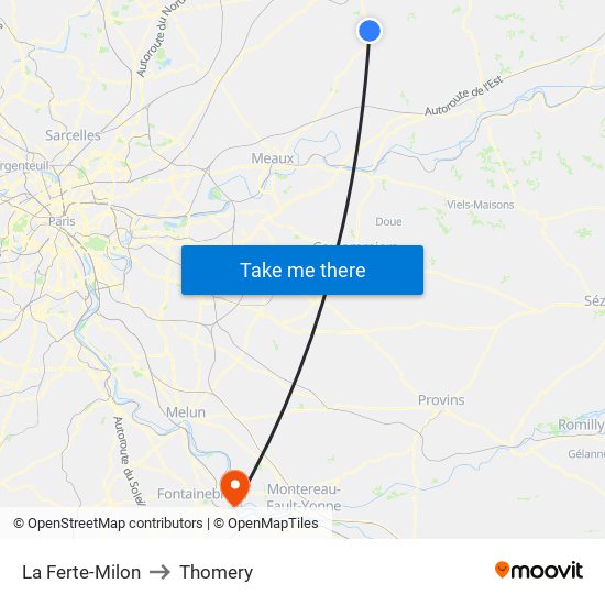 La Ferte-Milon to Thomery map