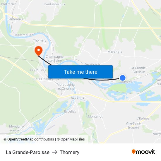 La Grande-Paroisse to Thomery map
