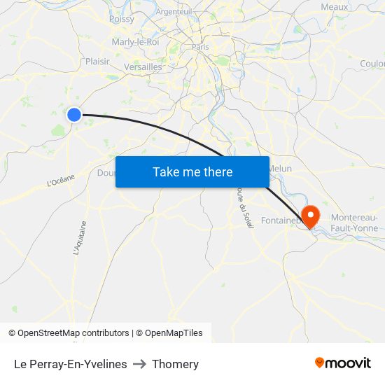 Le Perray-En-Yvelines to Thomery map