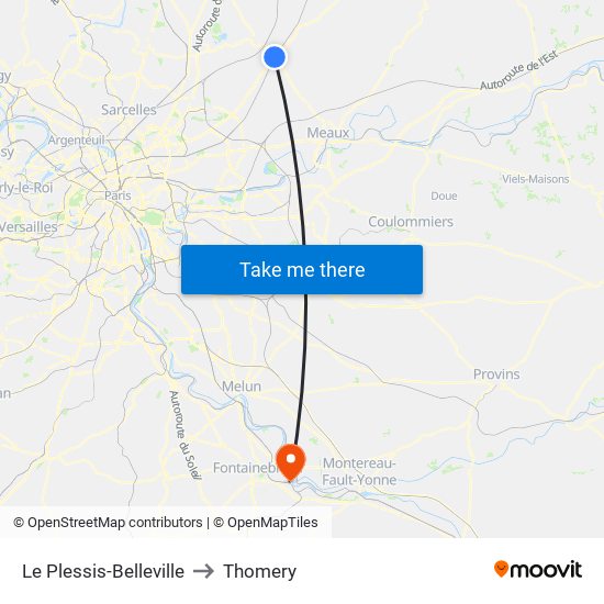 Le Plessis-Belleville to Thomery map