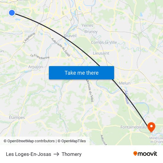 Les Loges-En-Josas to Thomery map