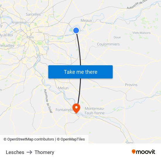 Lesches to Thomery map