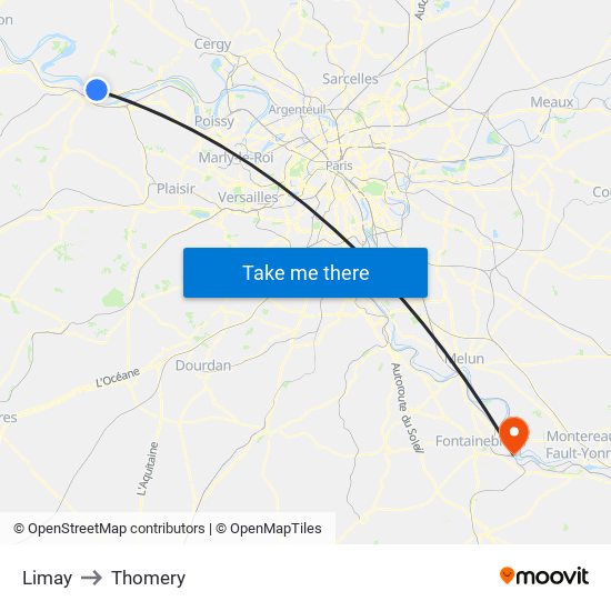 Limay to Thomery map