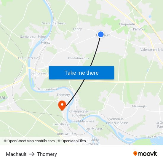 Machault to Thomery map