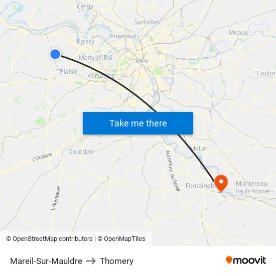 Mareil-Sur-Mauldre to Thomery map