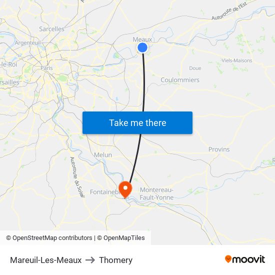 Mareuil-Les-Meaux to Thomery map