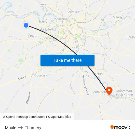 Maule to Thomery map