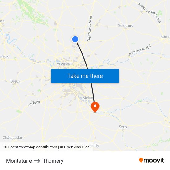 Montataire to Thomery map