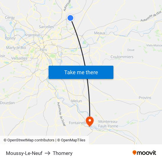 Moussy-Le-Neuf to Thomery map