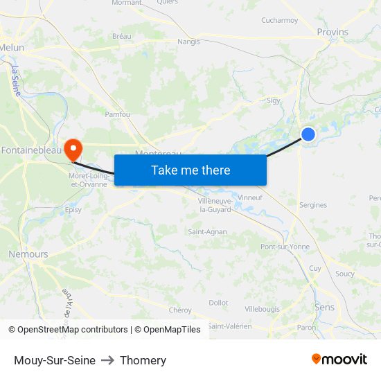 Mouy-Sur-Seine to Thomery map