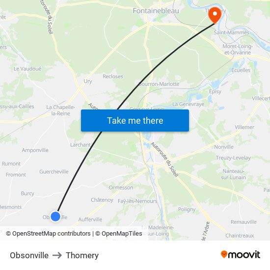 Obsonville to Thomery map