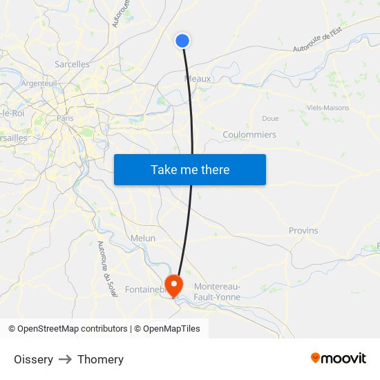 Oissery to Thomery map