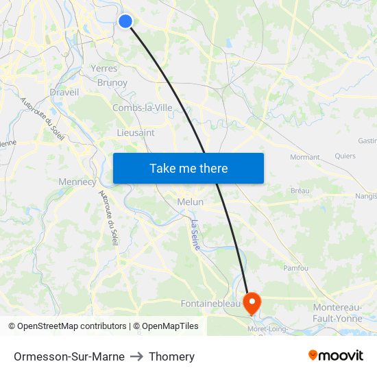 Ormesson-Sur-Marne to Thomery map