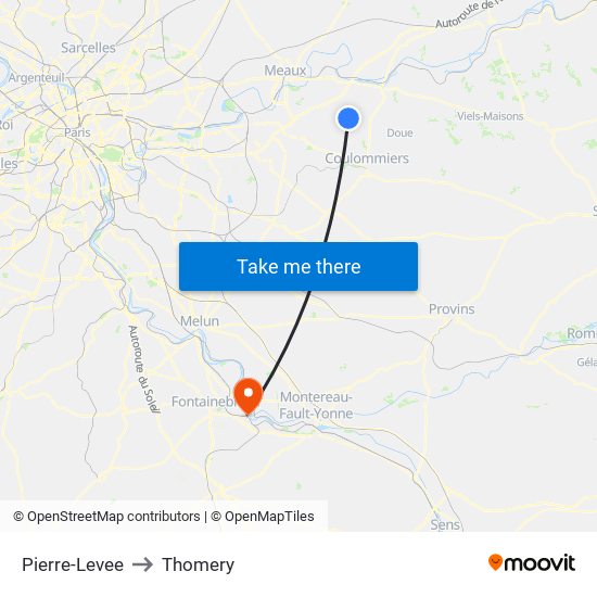 Pierre-Levee to Thomery map