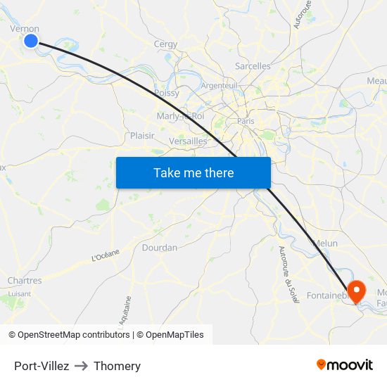 Port-Villez to Thomery map