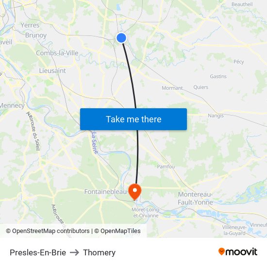 Presles-En-Brie to Thomery map